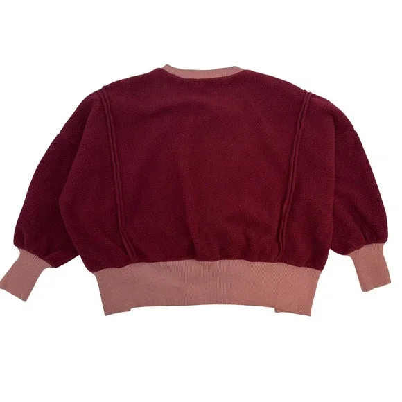 We The Free Cozy Camden Sweatshirt Fuzzy Fleece Mulberries Balloon Sleeve XS - Picture 6 of 8